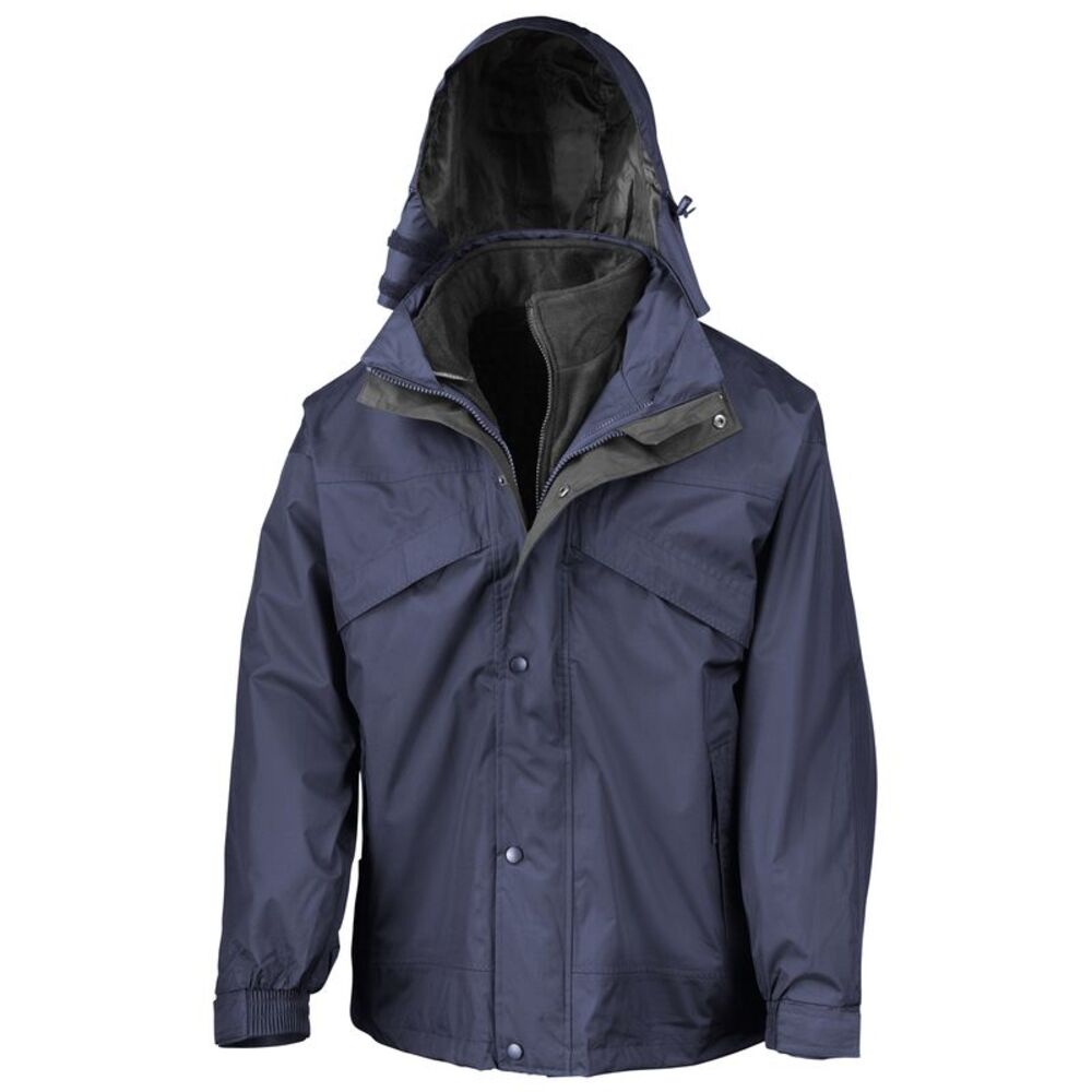 Result Mens 3 in 1 Zip and Clip StormDri Waterproof Windproof Jacket /Coat / Nav